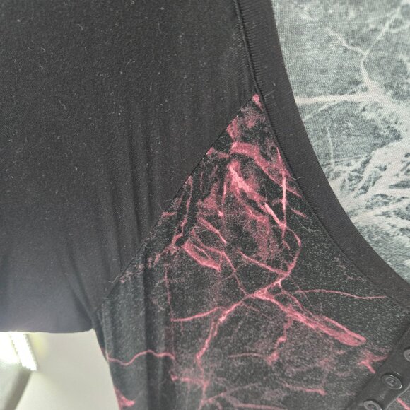 Torrid Black Pink Super Soft Marble Galaxy Raglan Sleeve Midi Dress Size 1/1X - Picture 4 of 11
